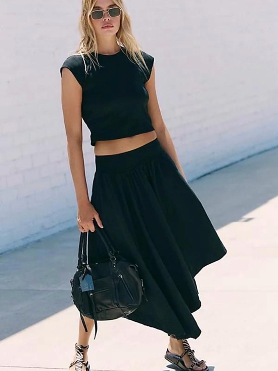 Free People Dresses & Skirts - Free People Annette Black Two-Piece Skirt Set
